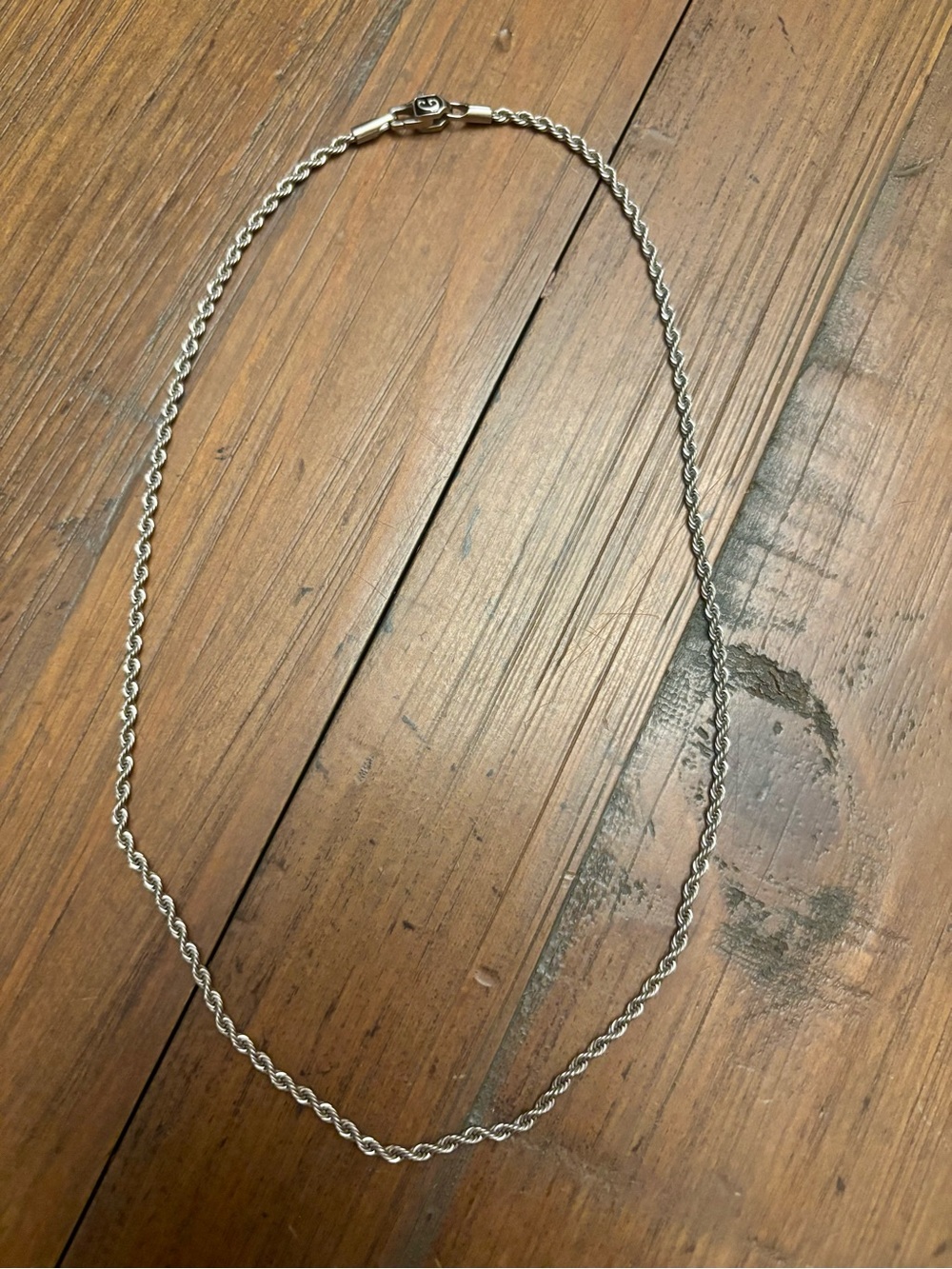 Unisex 14k white gold plated 2mm rope chain necklace - 18 inches